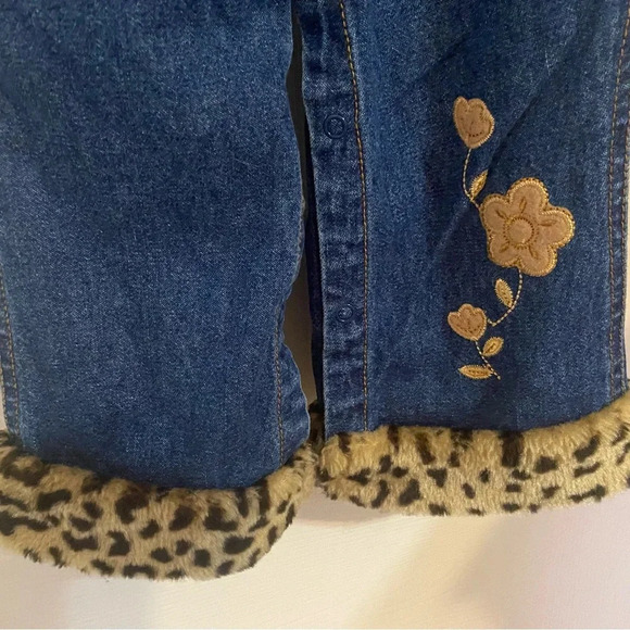 Girl’s Leopard Denim Overalls - Picture 8 of 9